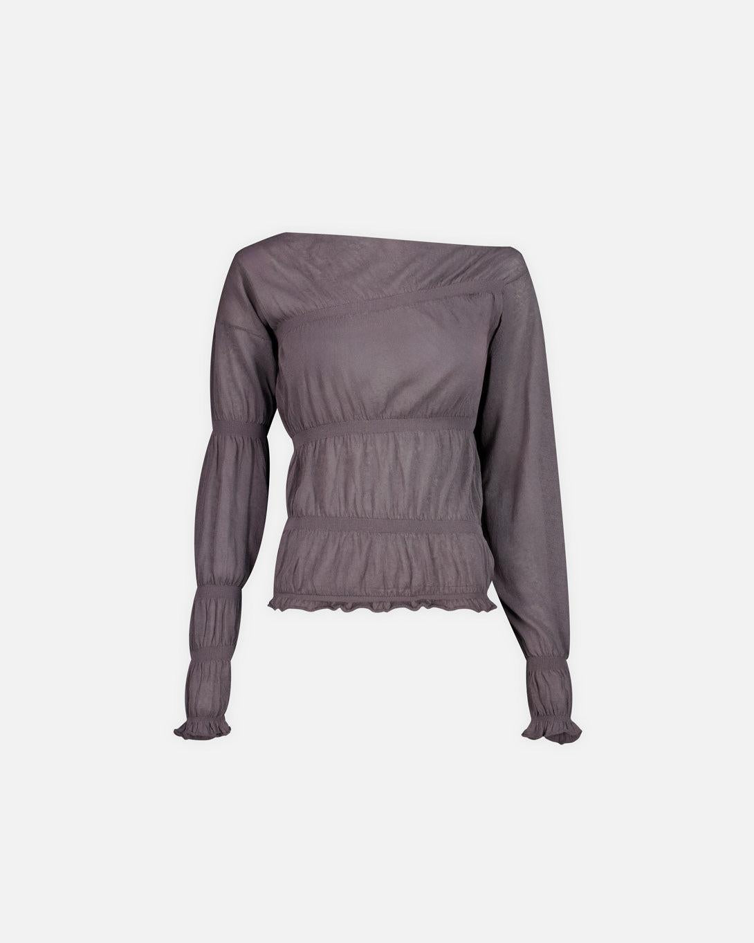 paloma wool スリーブ LOTTO-Brown asymmetric long-sleeved cupro top with cuffs and