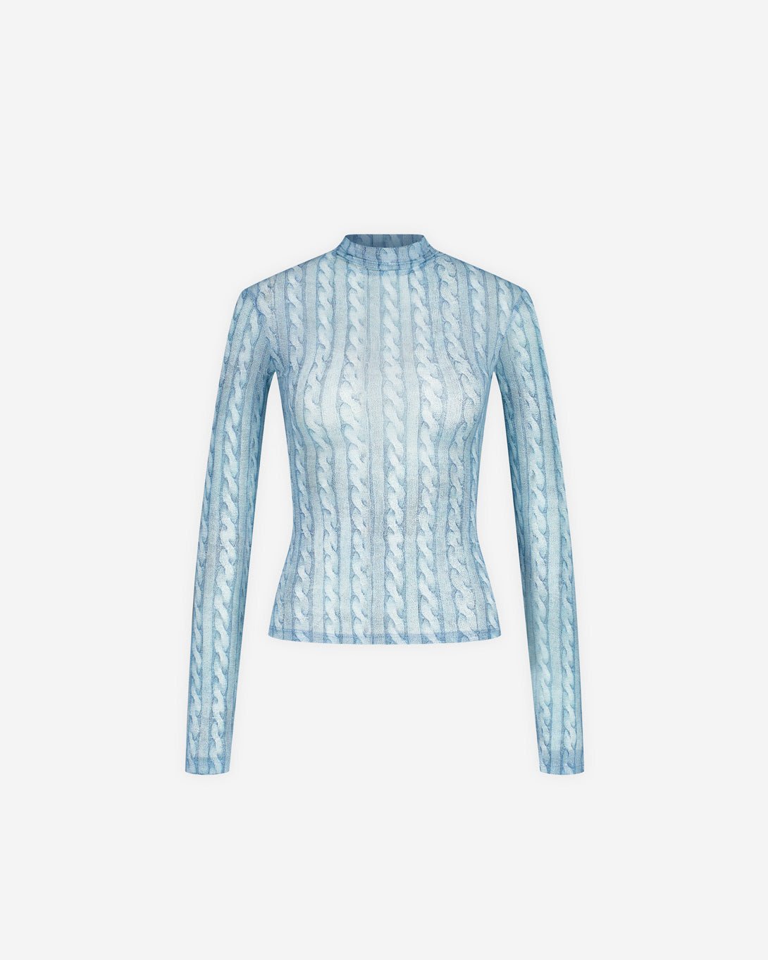 Avavav Turtleneck Top Printed Cable Knit Blue - Avavav - Elevastor