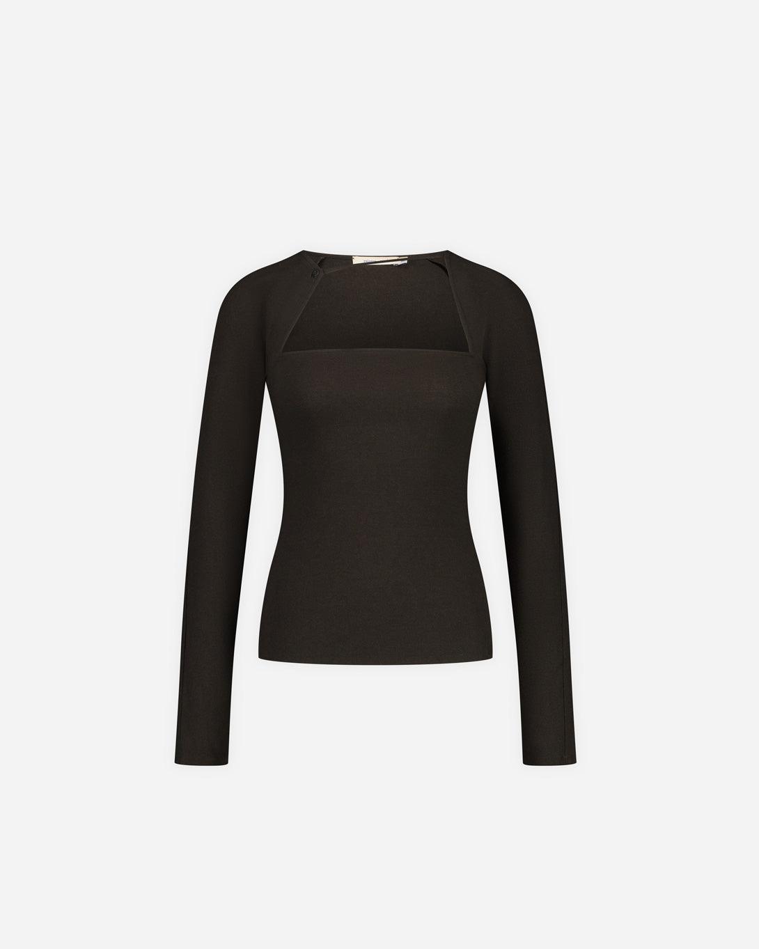 Palomawool トップス SUDI-Brown long-sleeved wrap top with a side loop to tie the