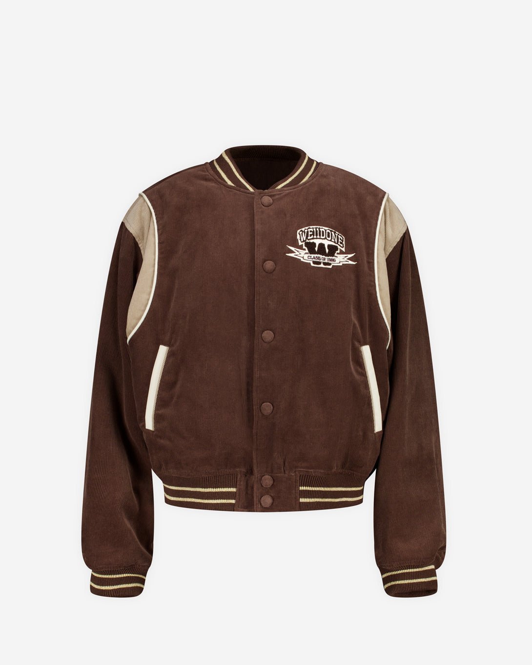 Shop - We11done Brown Womens College Corduroy Varsity Jacket