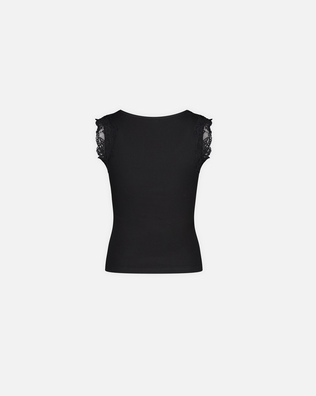 Ribbed Tank Top With Lace Trim Neckline - Vaillant - Elevastor