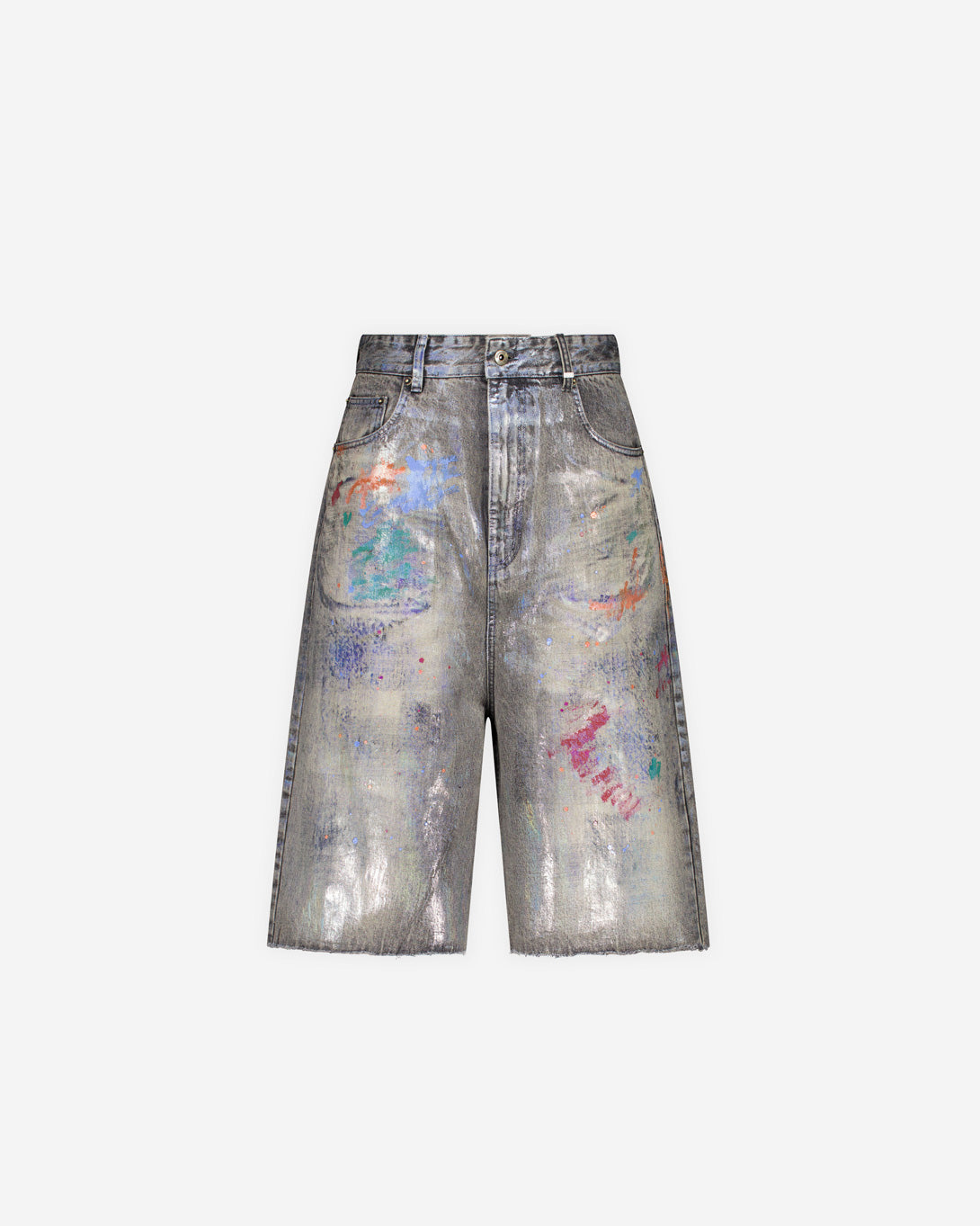 Short en denim noir peint