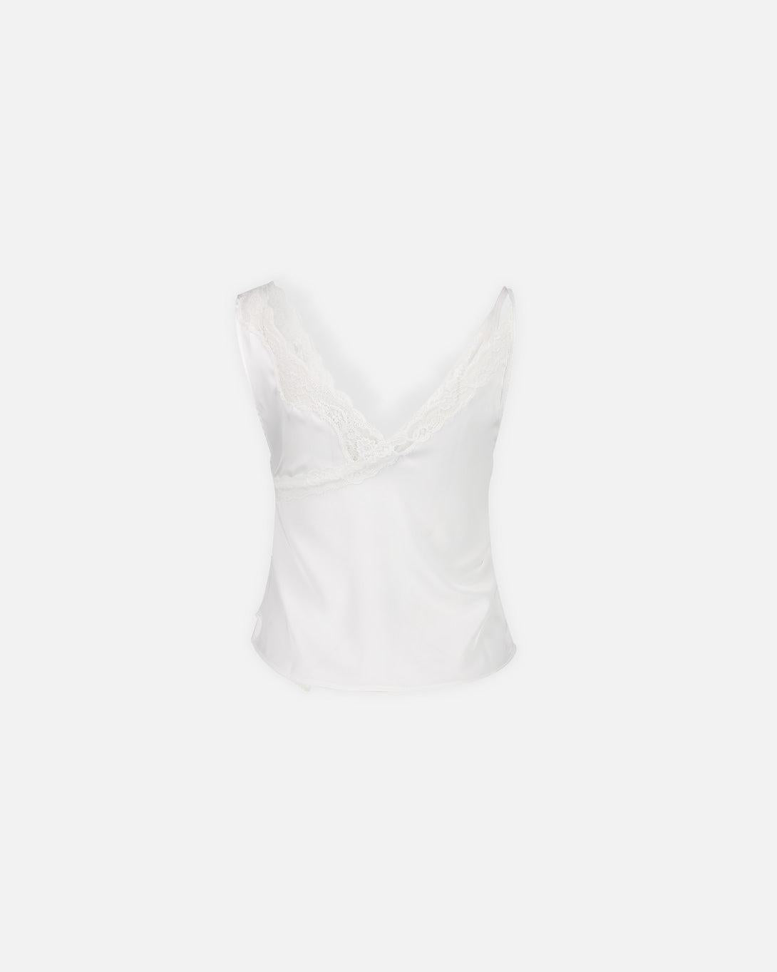 Signature Satin Asymmetric Lace Tank Top - Vaillant - Elevastor