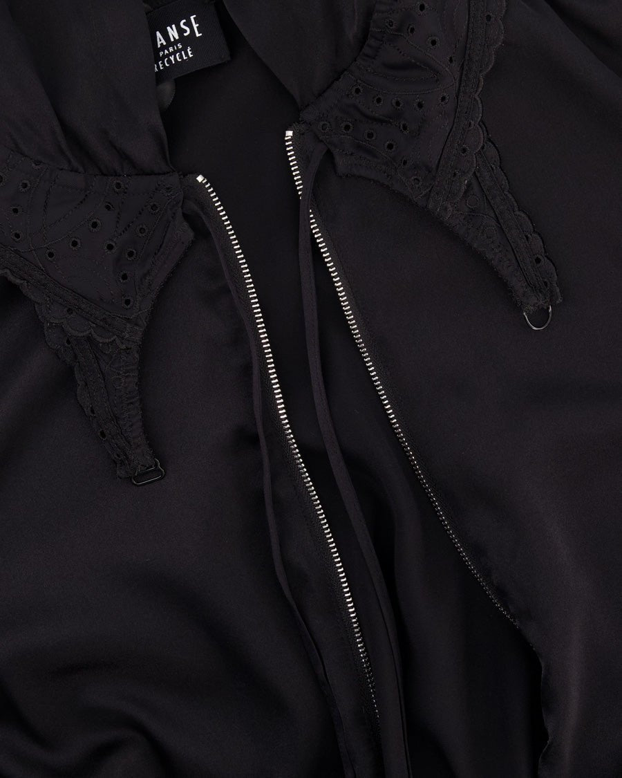 Silk Hoodie With Upcycled Lingerie Details - Transe - Elevastor