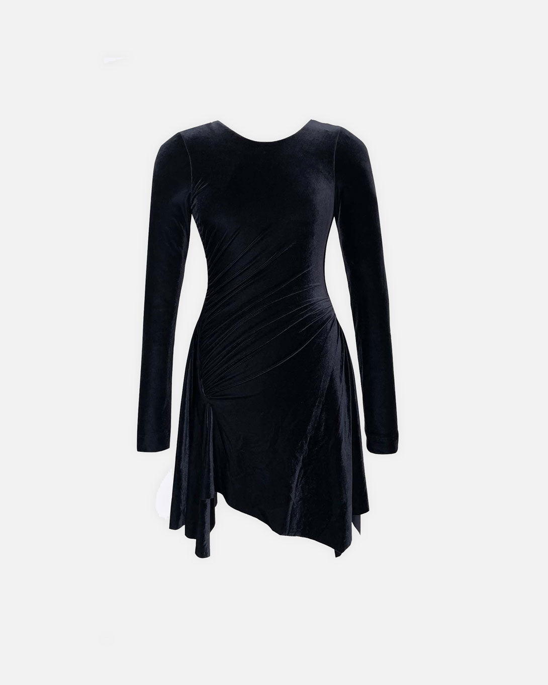 Black Mini Draped Velvet Dress - Dresses & Skirts - Pepa Salazar - Elevastor