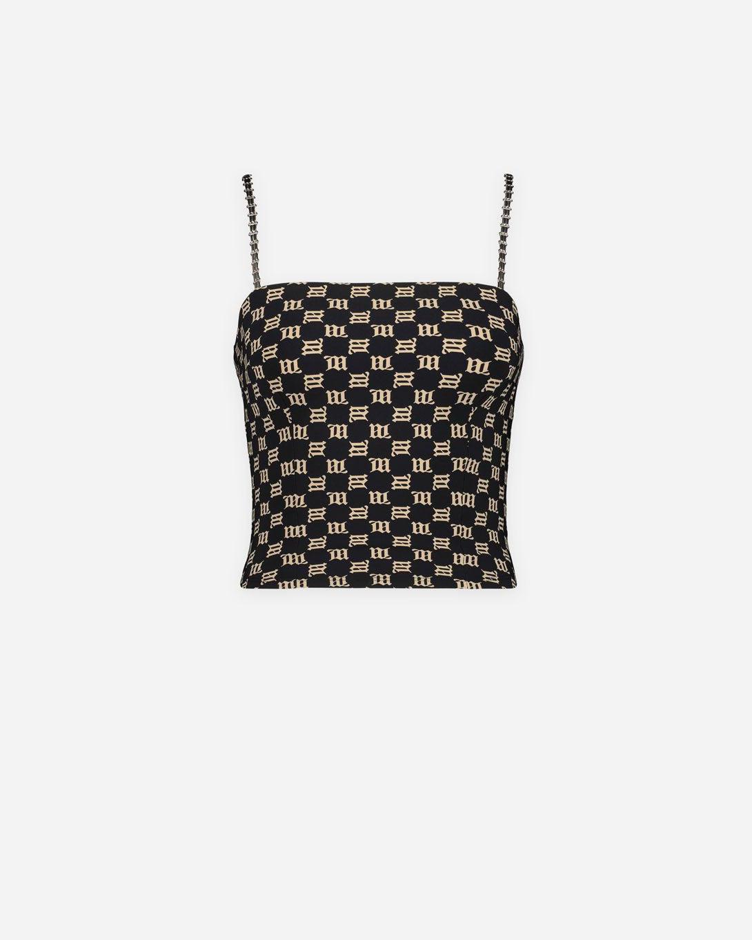 Monogram Spaghetti Top Black/Beige – Elevastor