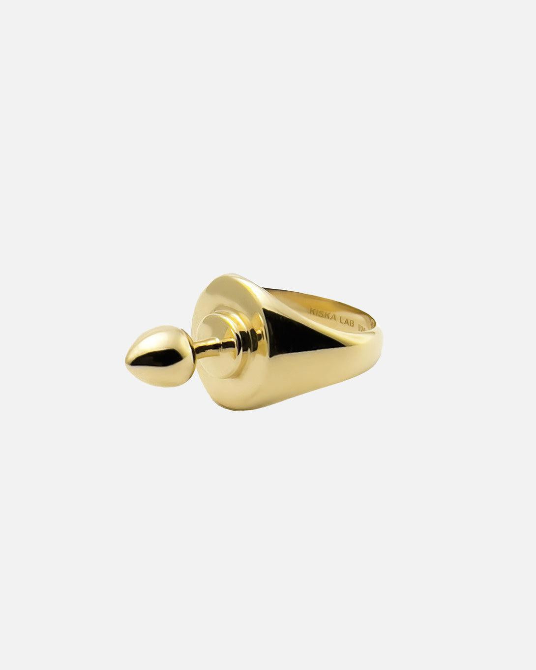Gold Mini Plug Signet Ring - Jewelry - Kiska Lab - Elevastor