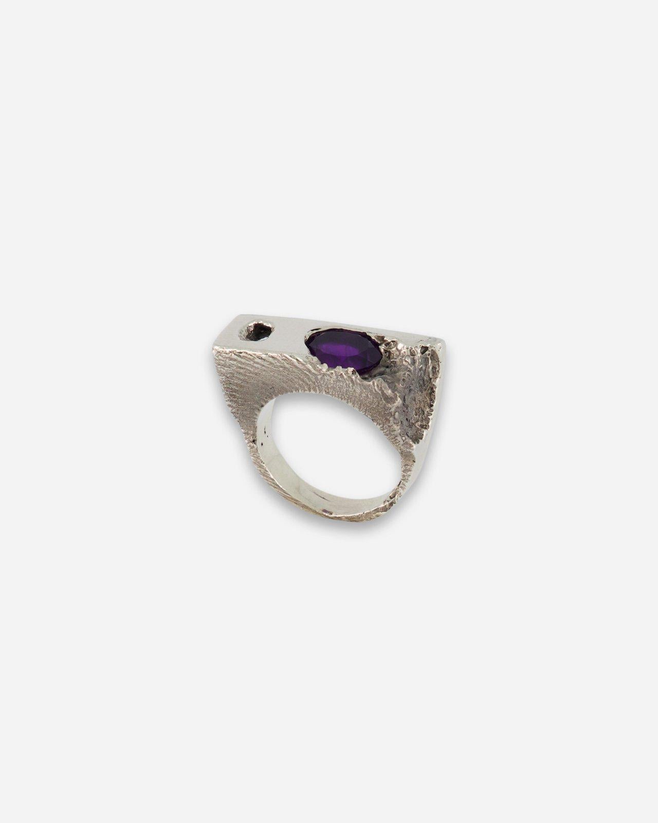 Silver Lunar Amethyste Ring - Ylang Ravel - Elevastor