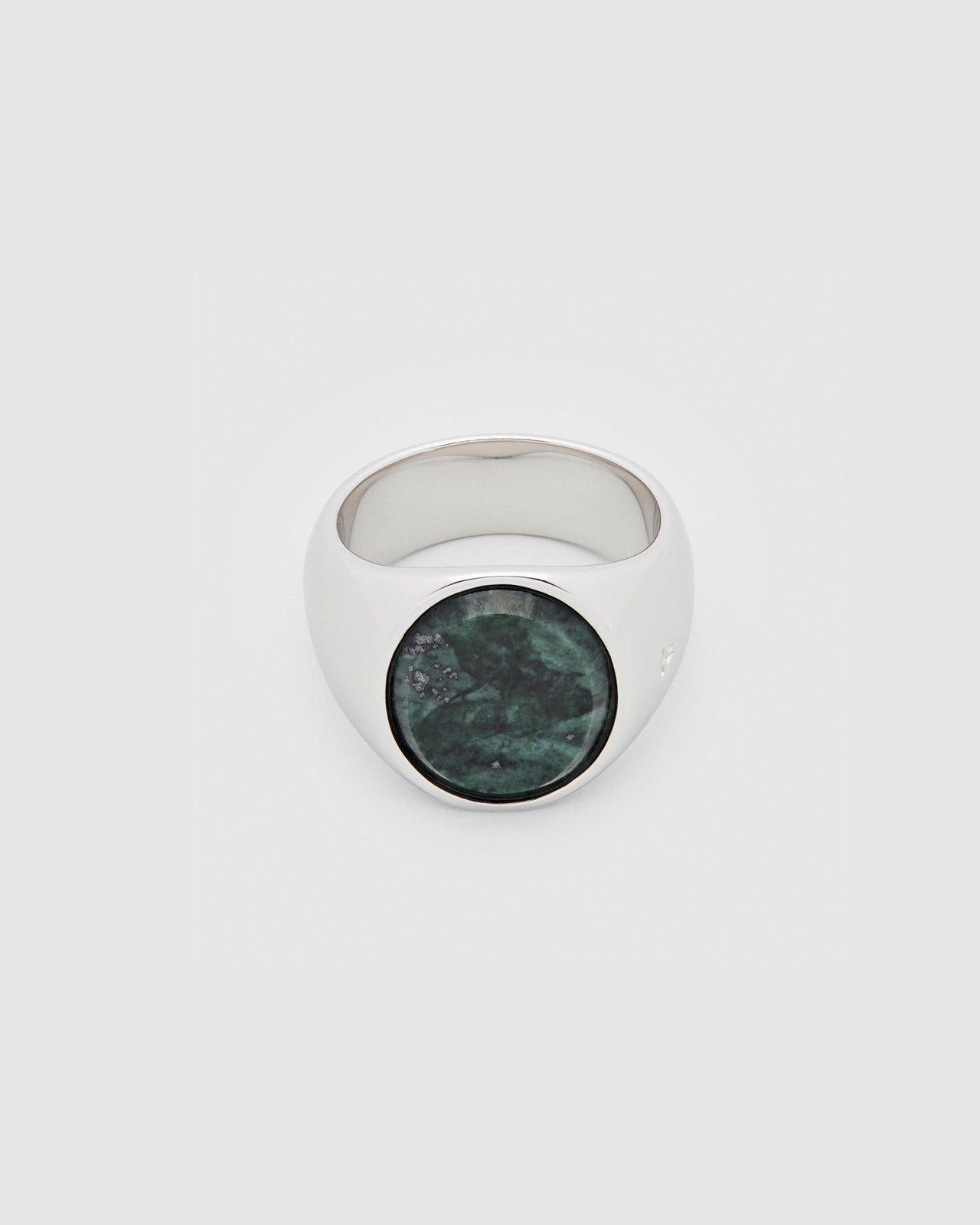 Silver Oval Green Marble - Ring - Tom Wood - Elevastor