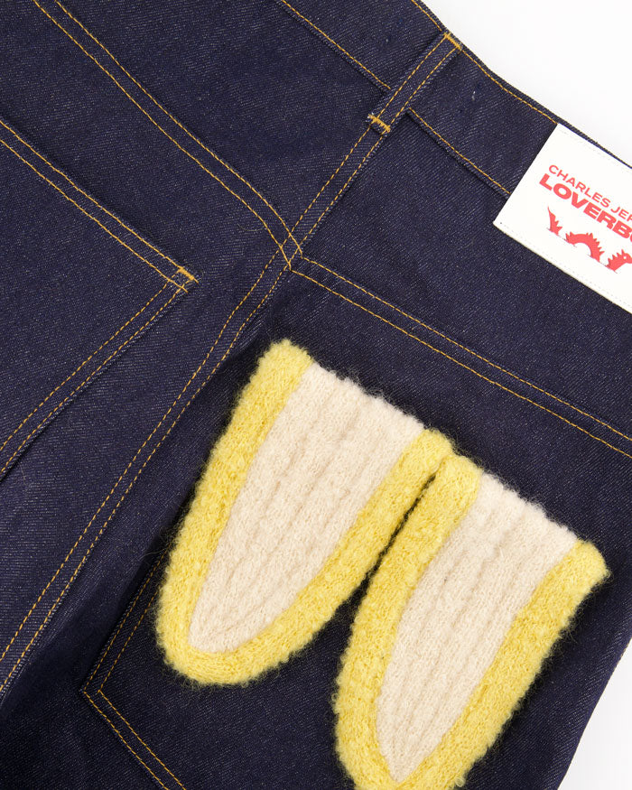 Loose Fit Jean With Knitted Pocket Waisted