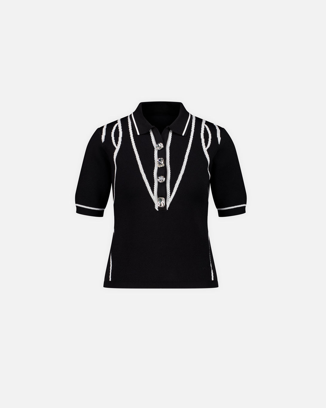 Knit Polo Top With Cont. Line Details - Tops - Vaillant - Elevastor