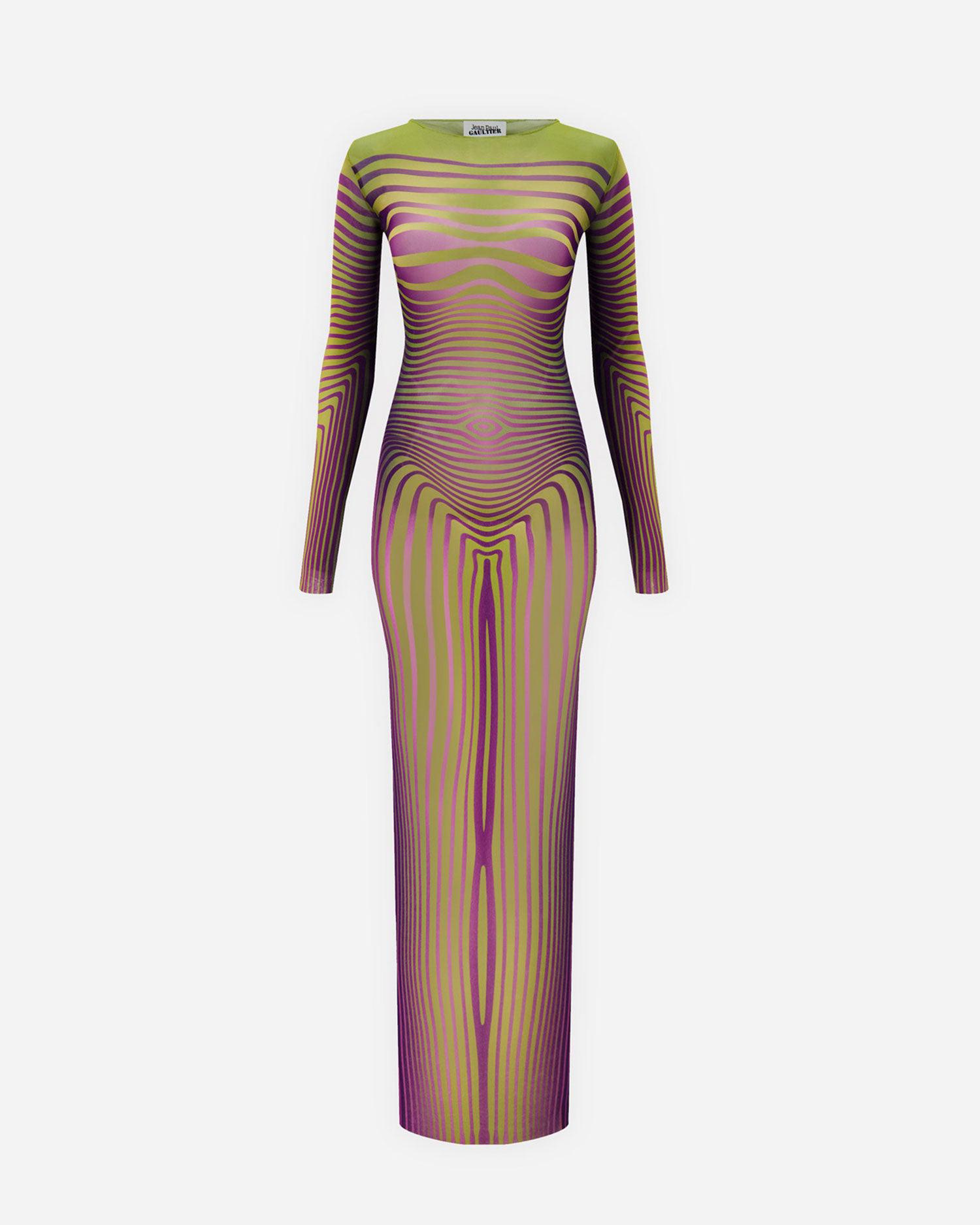Morphing Stripes Long Dress - Dresses & Skirts - Jean Paul Gaultier - Elevastor