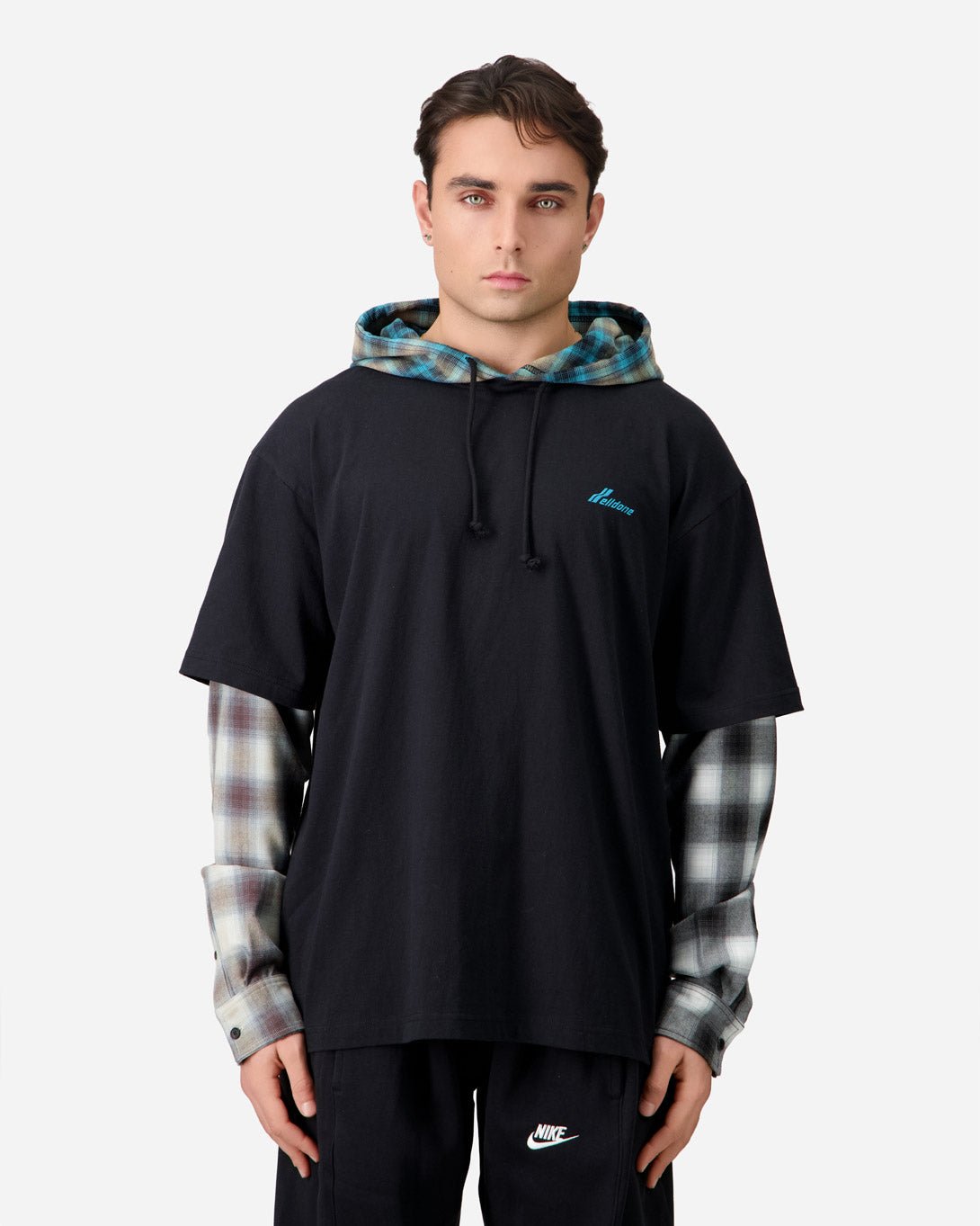 Black Checkered Patch Long - Sleeved T-Shirt - We11done - Elevastor