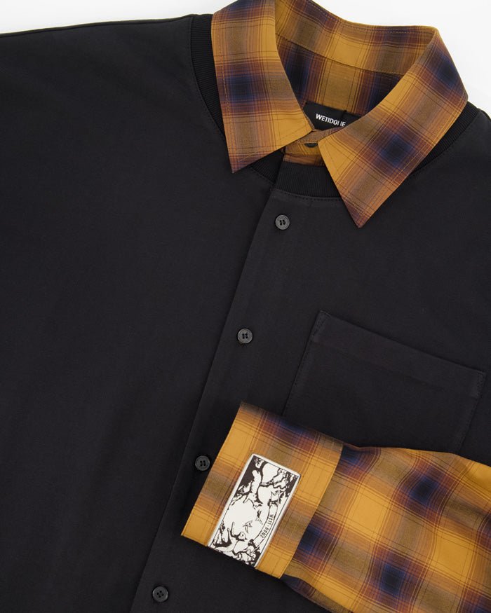 Black Flannel Check Layered Shirt - We11done - Elevastor