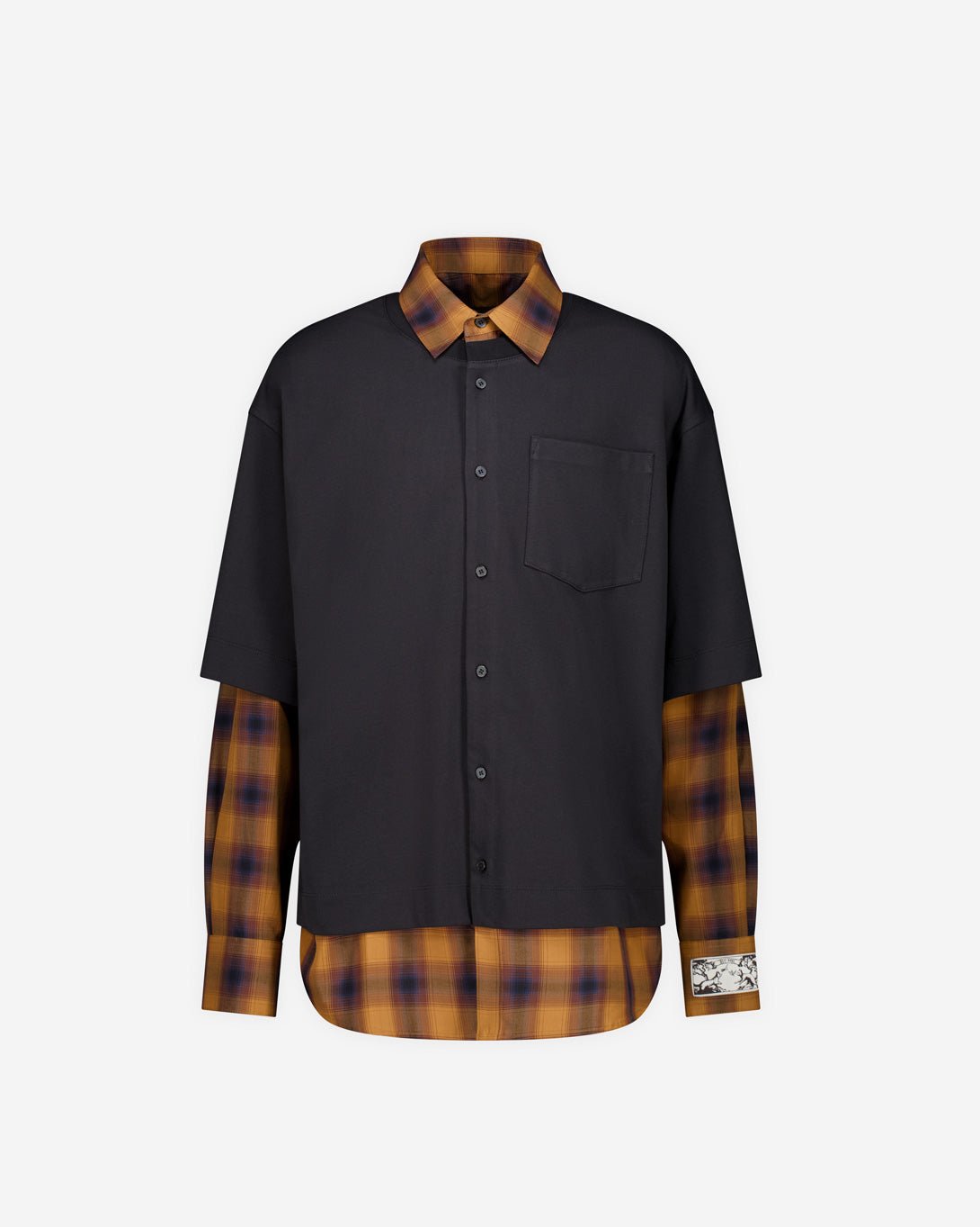 Black Flannel Check Layered Shirt - We11done - Elevastor