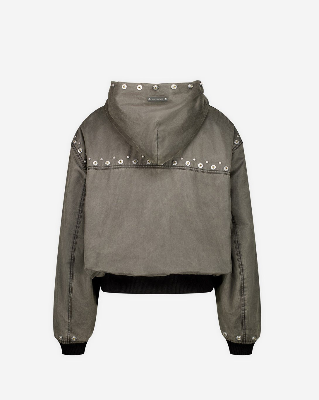 Black Mens Studded Hoodie Jacket - We11done - Elevastor