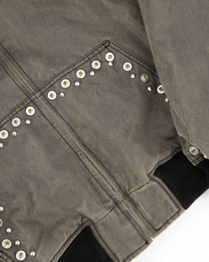 Black Mens Studded Hoodie Jacket - We11done - Elevastor