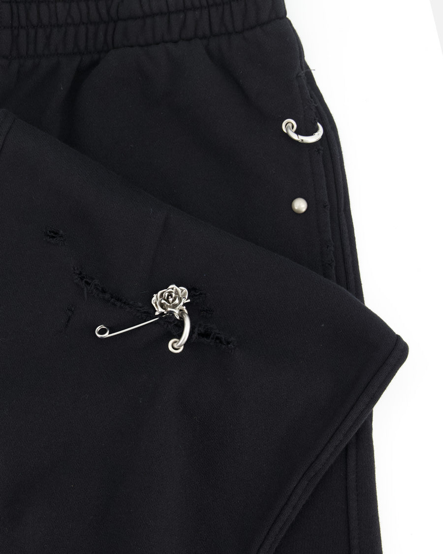 Black Piercing Detail Sweatpants - We11done - Elevastor