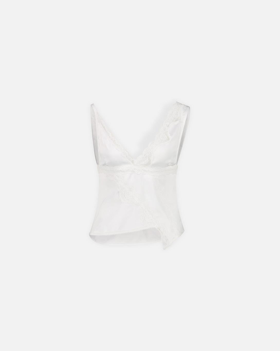 Signature Satin Asymmetric Lace Tank Top