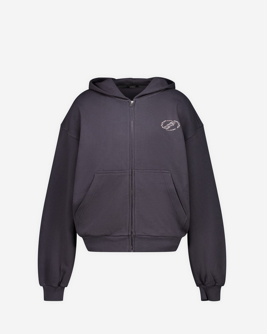 Charcoal Rhinestone Balloon - Fit Zip - Up Hoodie - We11done - Elevastor