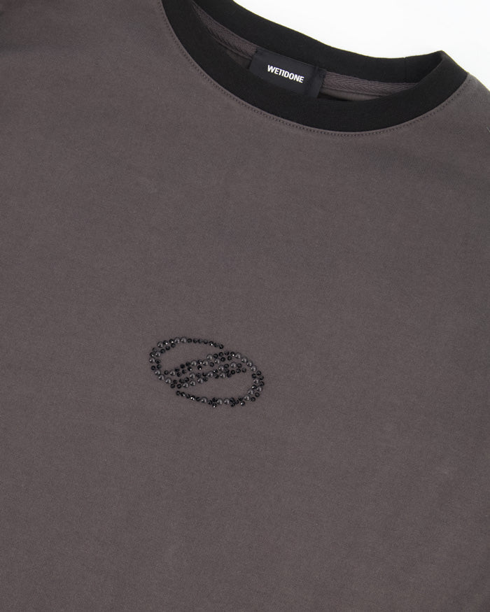Charcoal Rhinestone Contrast Long - Sleeved T-Shirt - We11done - Elevastor