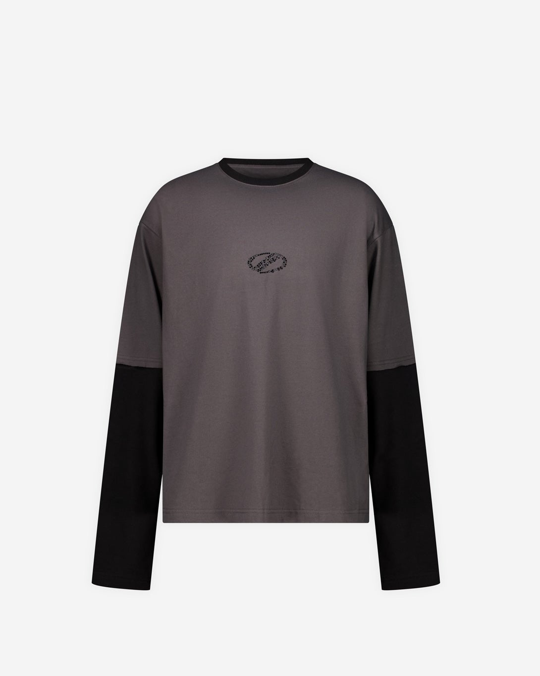 Charcoal Rhinestone Contrast Long - Sleeved T-Shirt - We11done - Elevastor