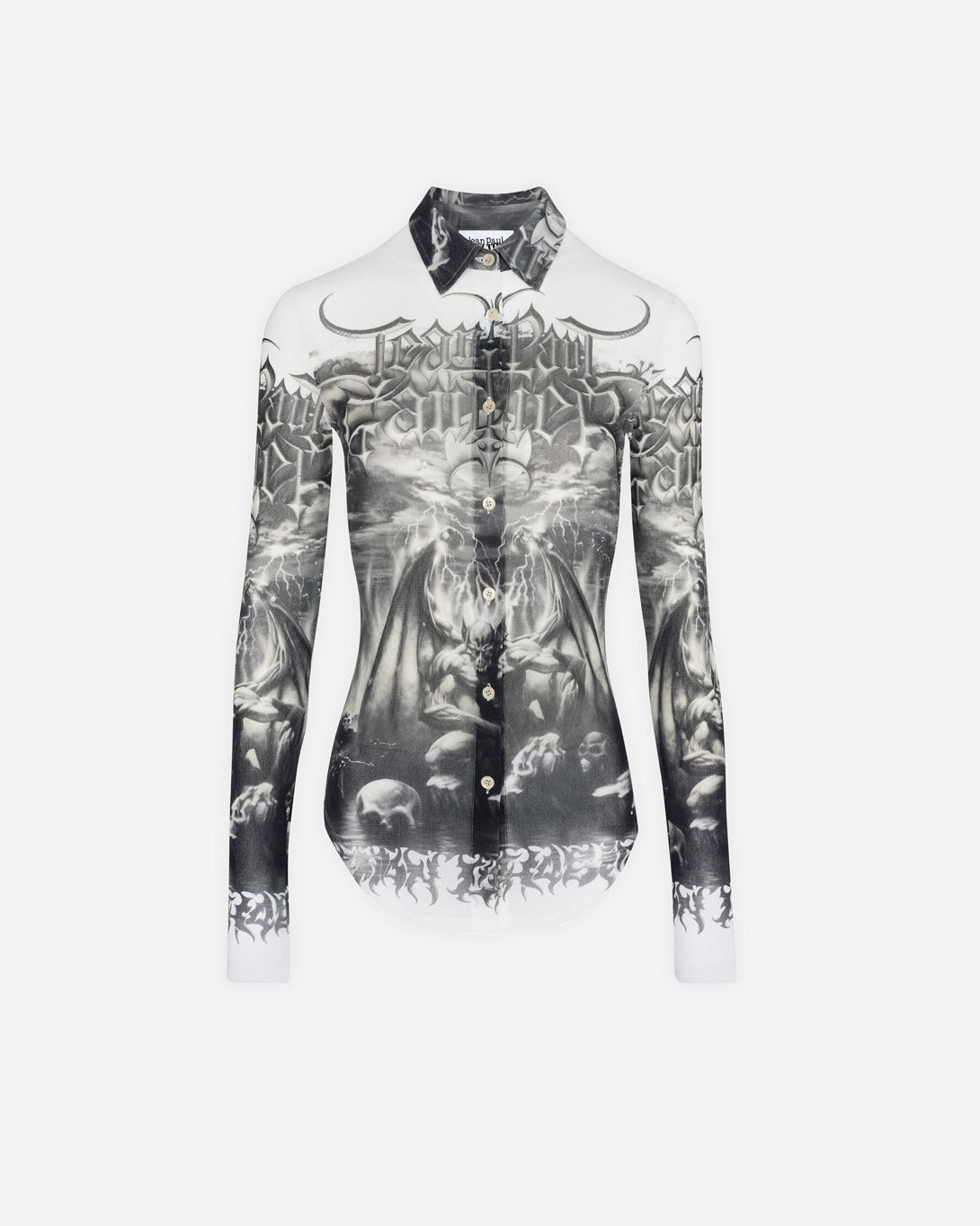 Mesh Long Sleeves Shirt Printed "Diablo" - Tops - Jean Paul Gaultier - Elevastor