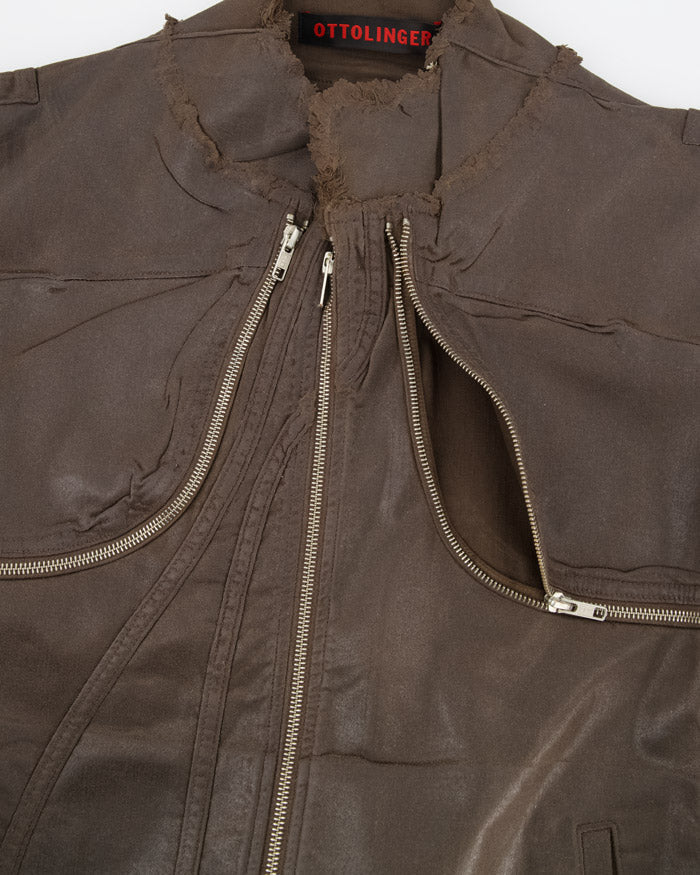 Glazed Denim Zip Jacket Brown 2 - Ottolinger - Elevastor