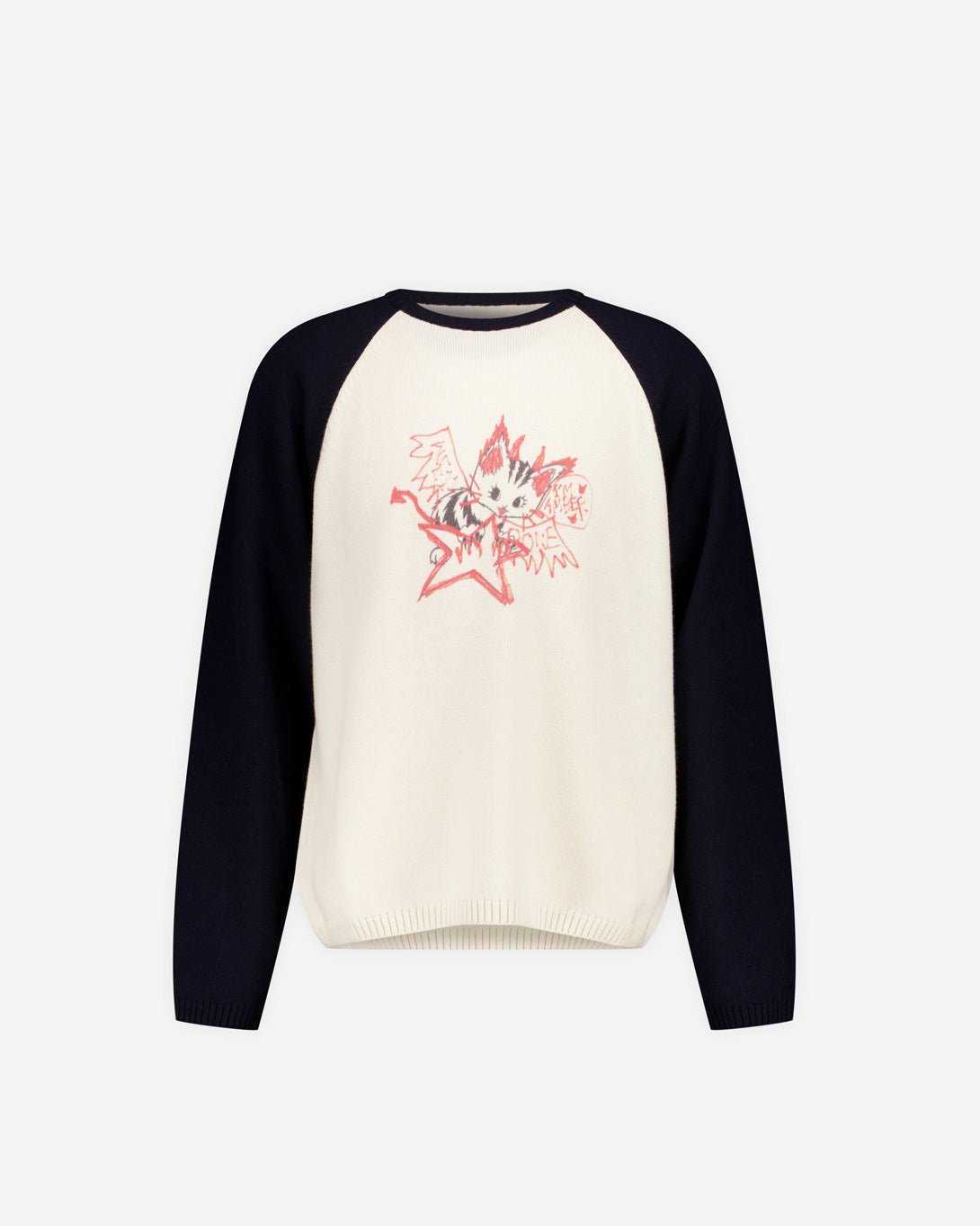 Ivory Printed Contrast Raglan Pullover - We11done - Elevastor