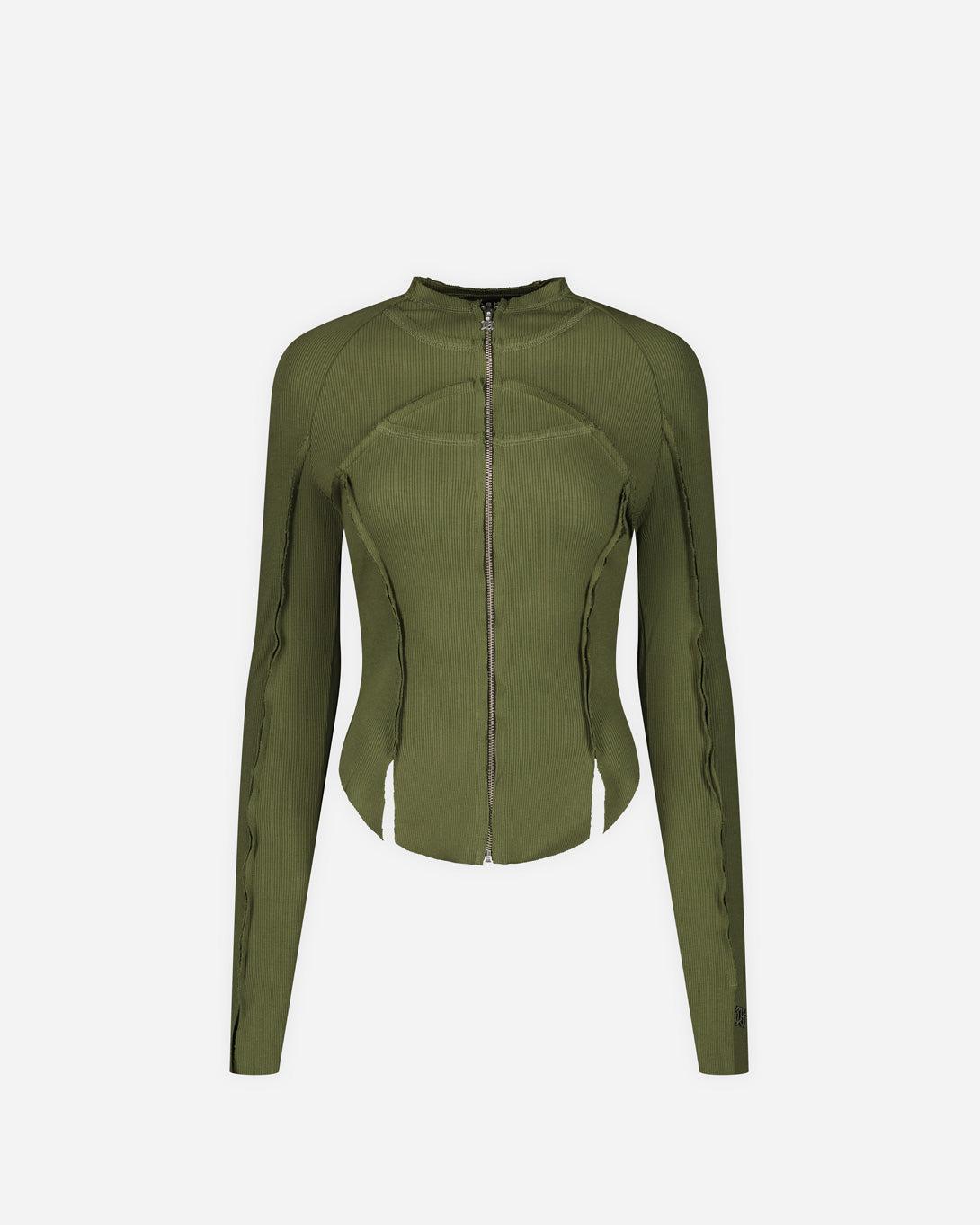 Khaki Rib Zipped Longsleeve - Sweaters - MISBHV - Elevastor