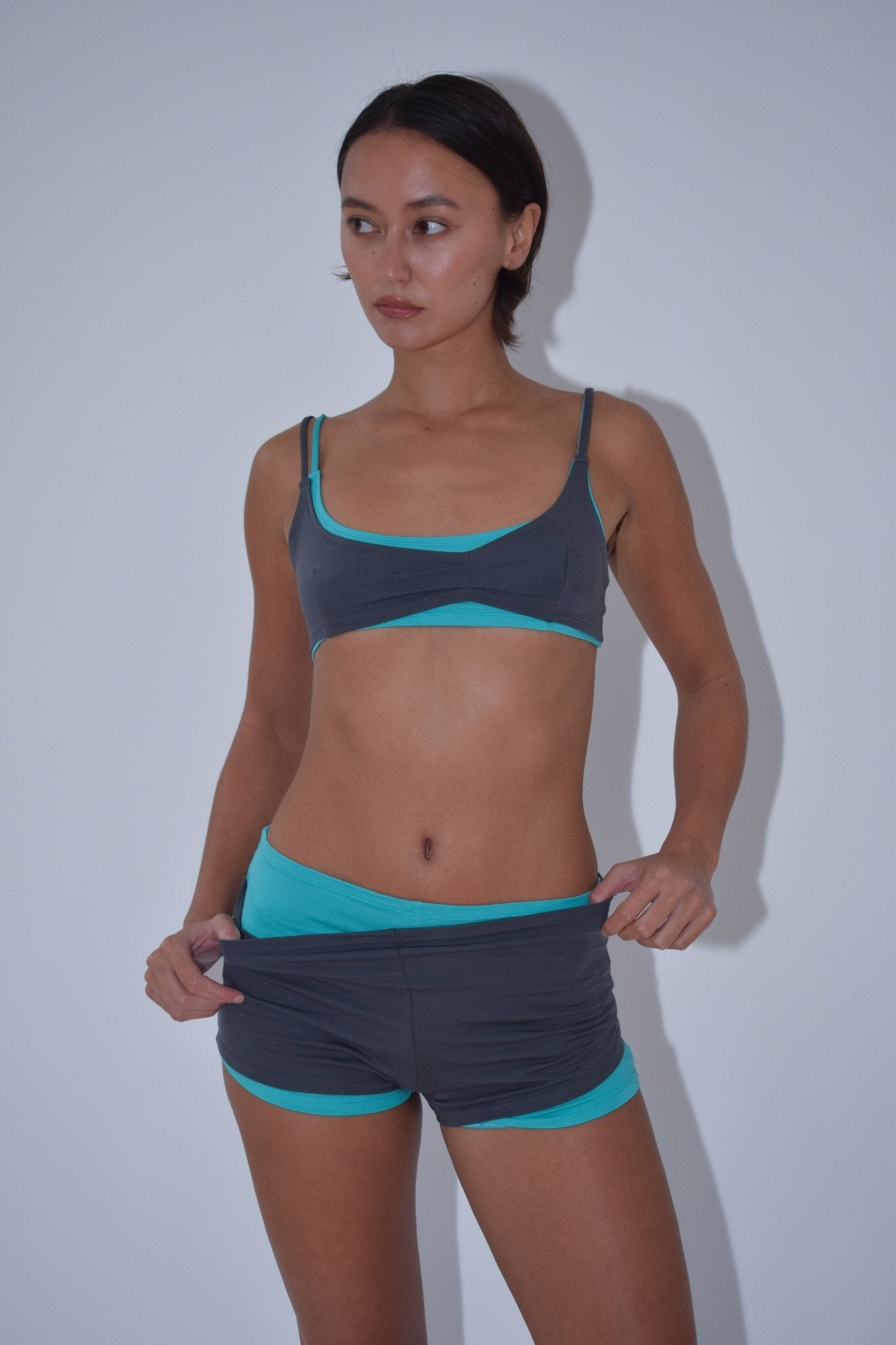 Layered Jersey Shorts in Charcoal - This Belongs To - Elevastor