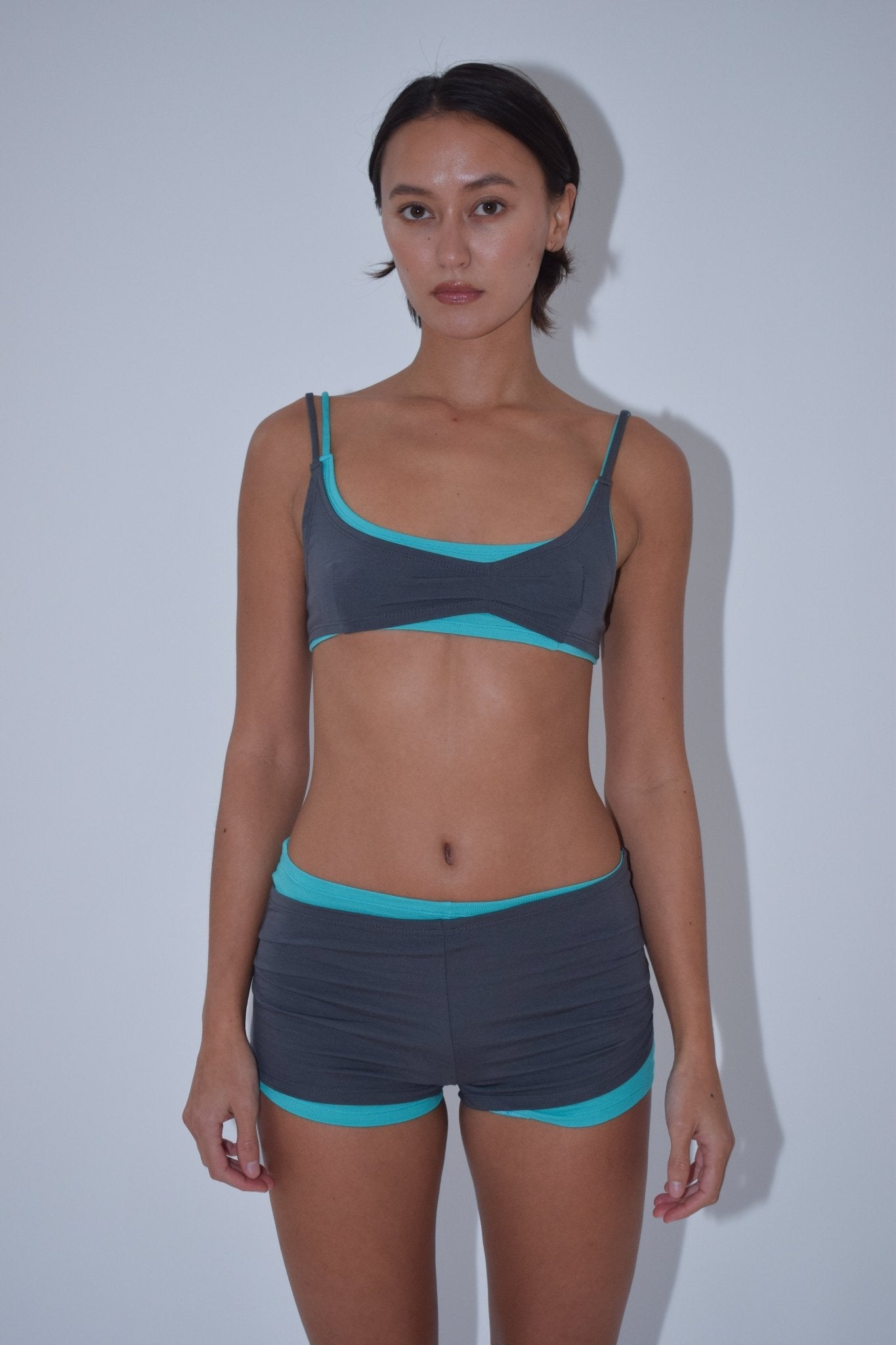 Layered Jersey Shorts in Charcoal - This Belongs To - Elevastor