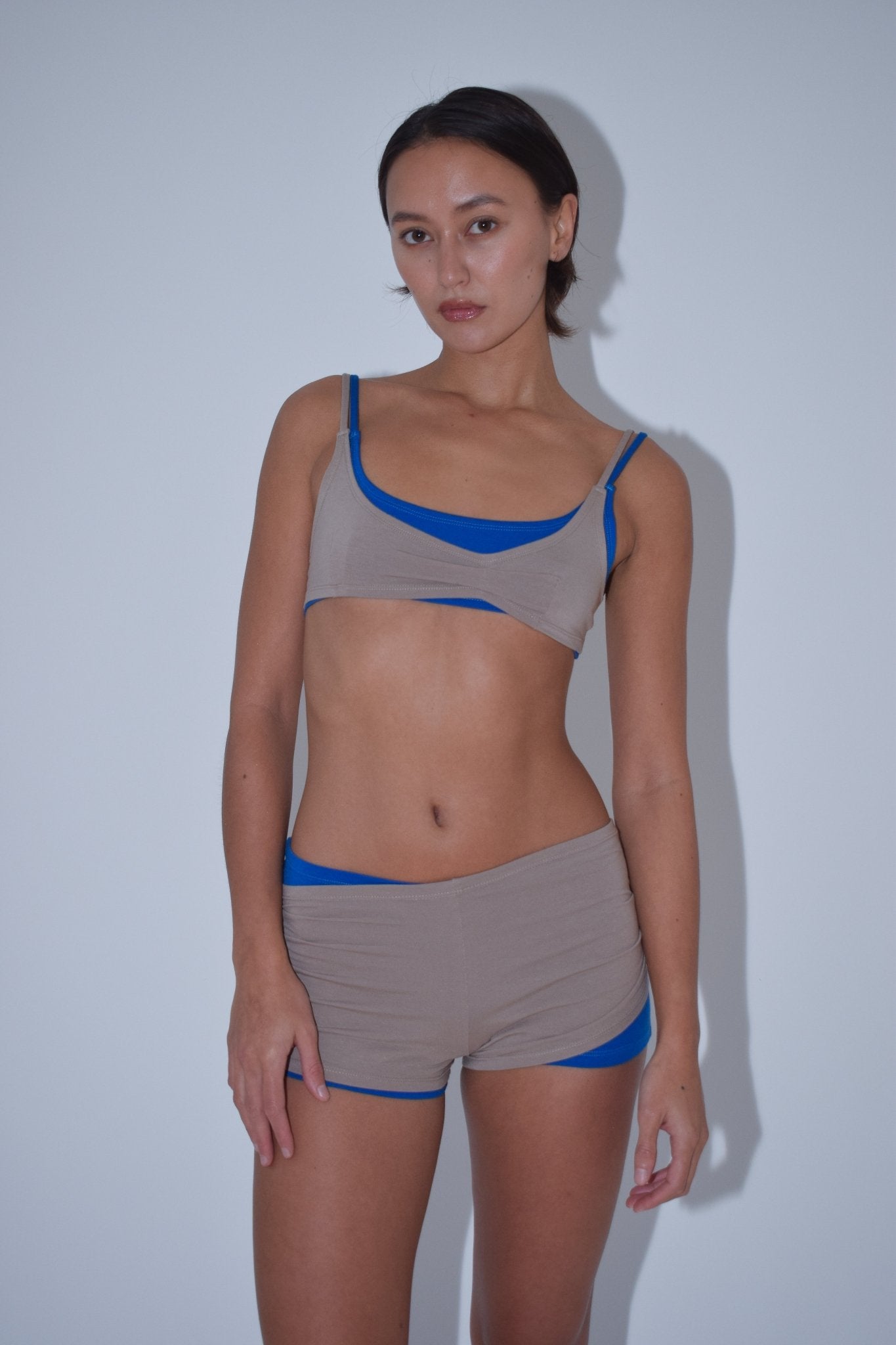 Layered Jersey Shorts in Sand - This Belongs To - Elevastor