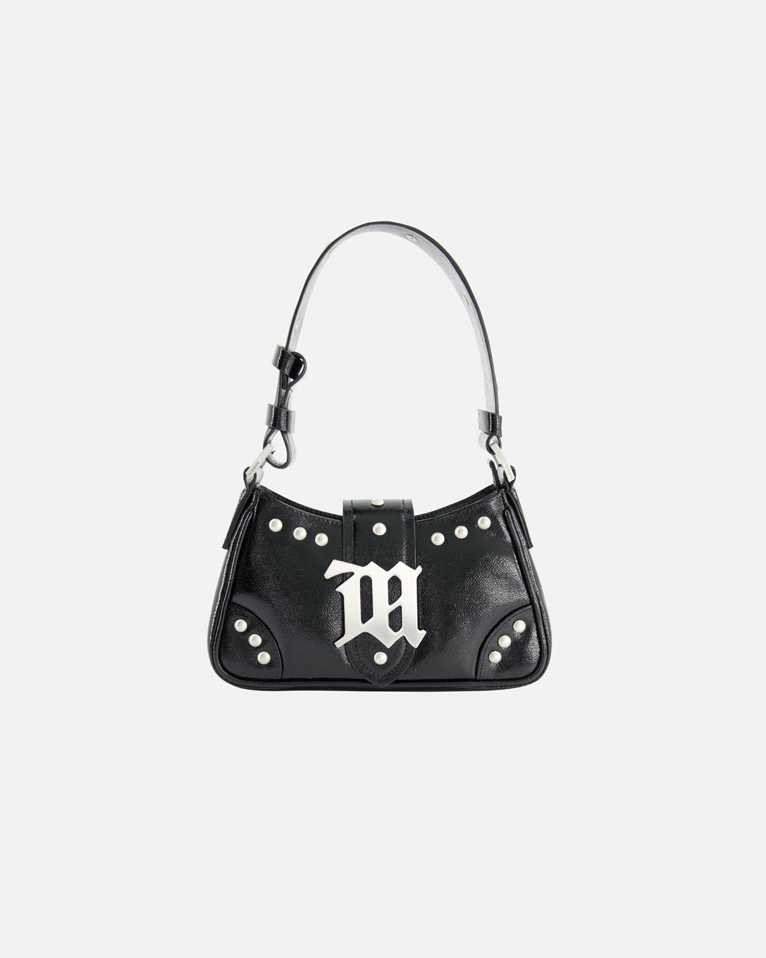 Leather Shoulder Bag Small Studded Black - MISBHV - Elevastor