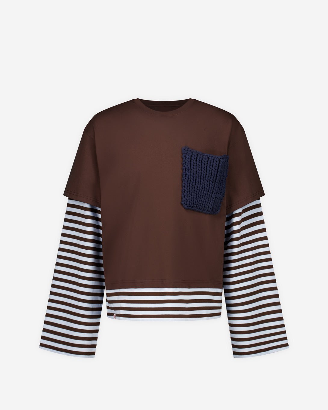 Long Sleeve 2 - In - 1 Tee With Knit Patch - Charles Jeffrey Loverboy - Elevastor
