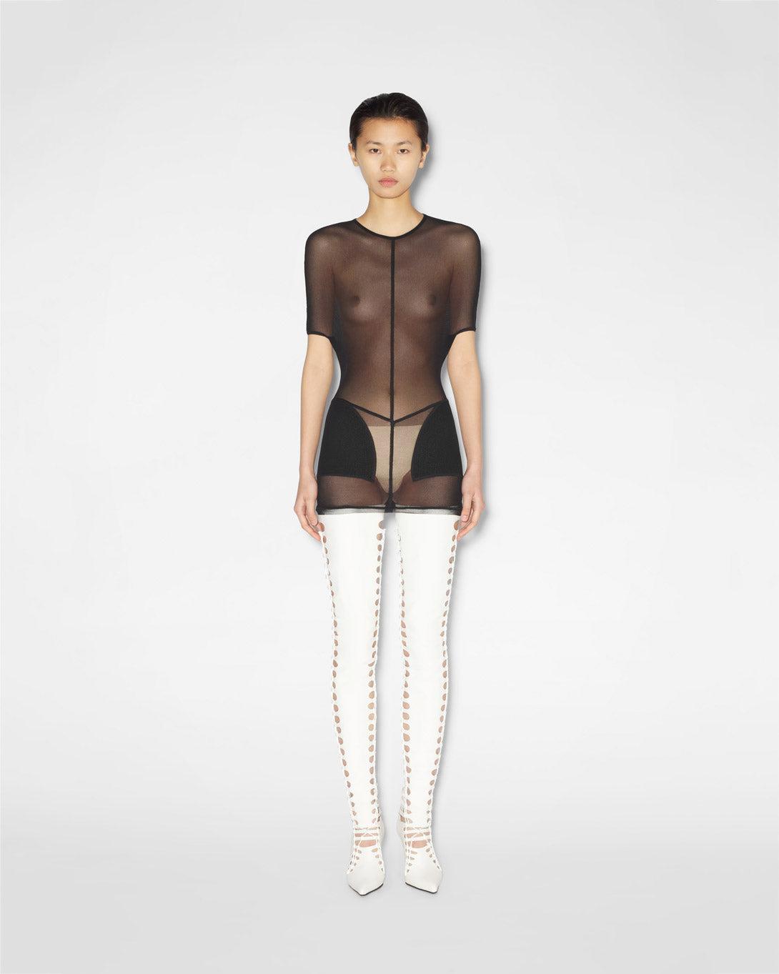 Mesh Short Dress With Padding Pockets - Jean Paul Gaultier - Elevastor