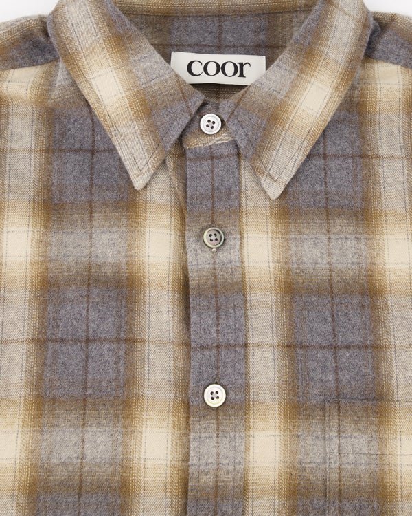 Ombre Flannel One Pocket Checkered Shirt - COOR - Elevastor