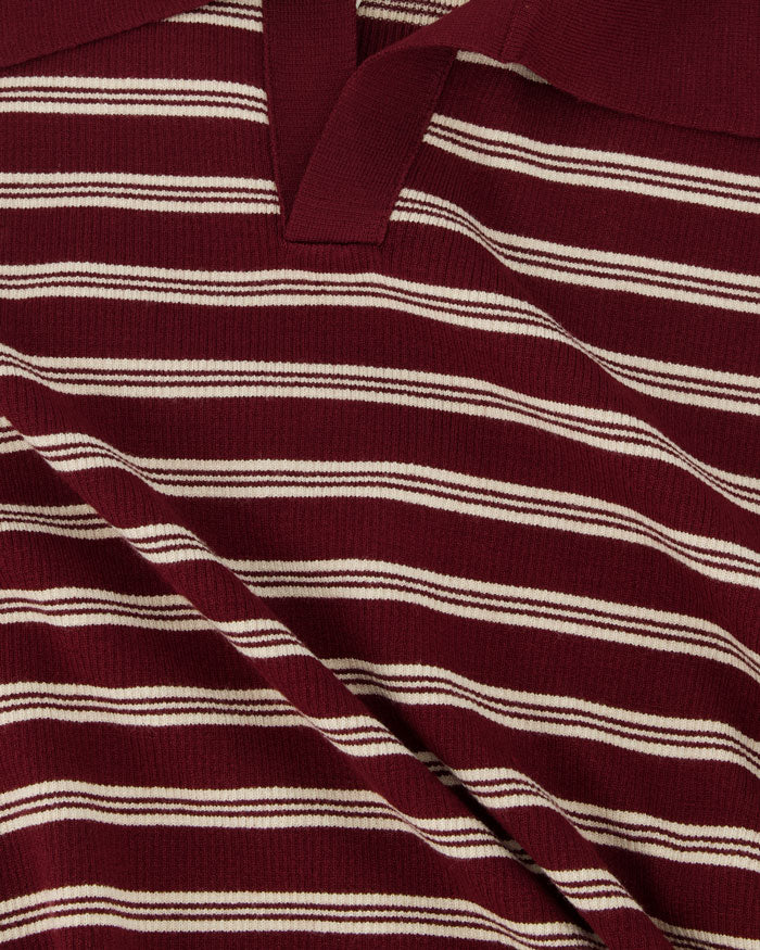 Open-Collar Stripe Sweater