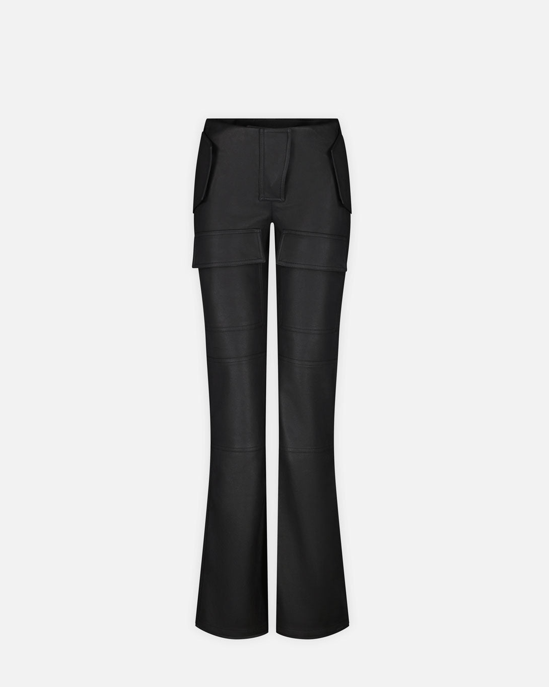 Matte Faux Leather Moto Trousers Faded Black