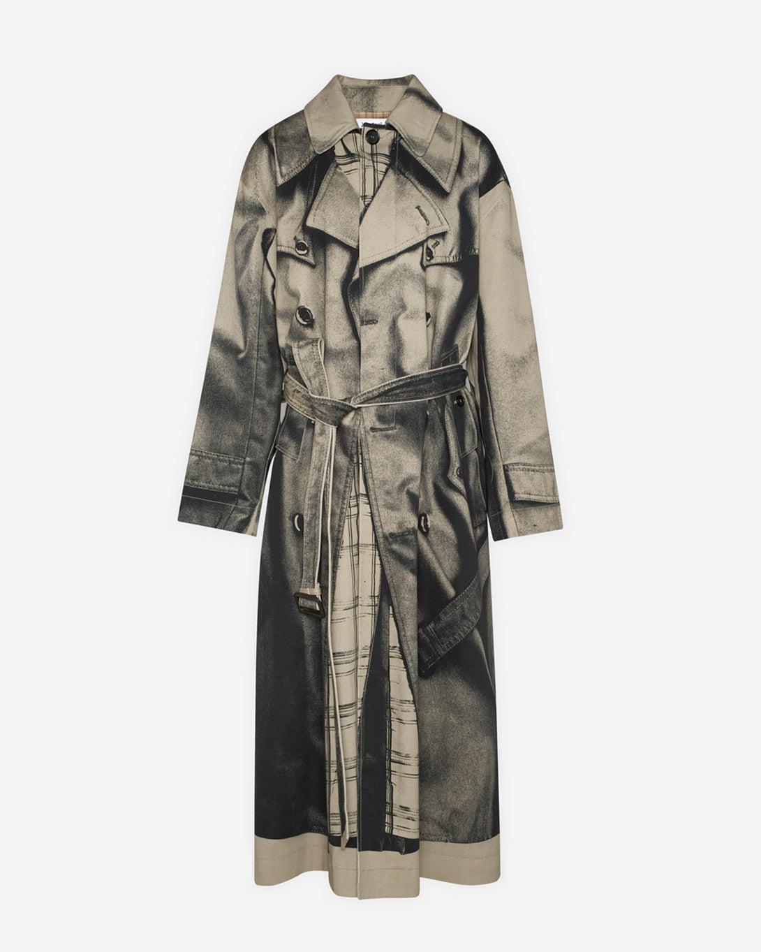Oversized Trench Printed "Trench Trompe L'Œil" - Coats & Jackets - Jean Paul Gaultier - Elevastor