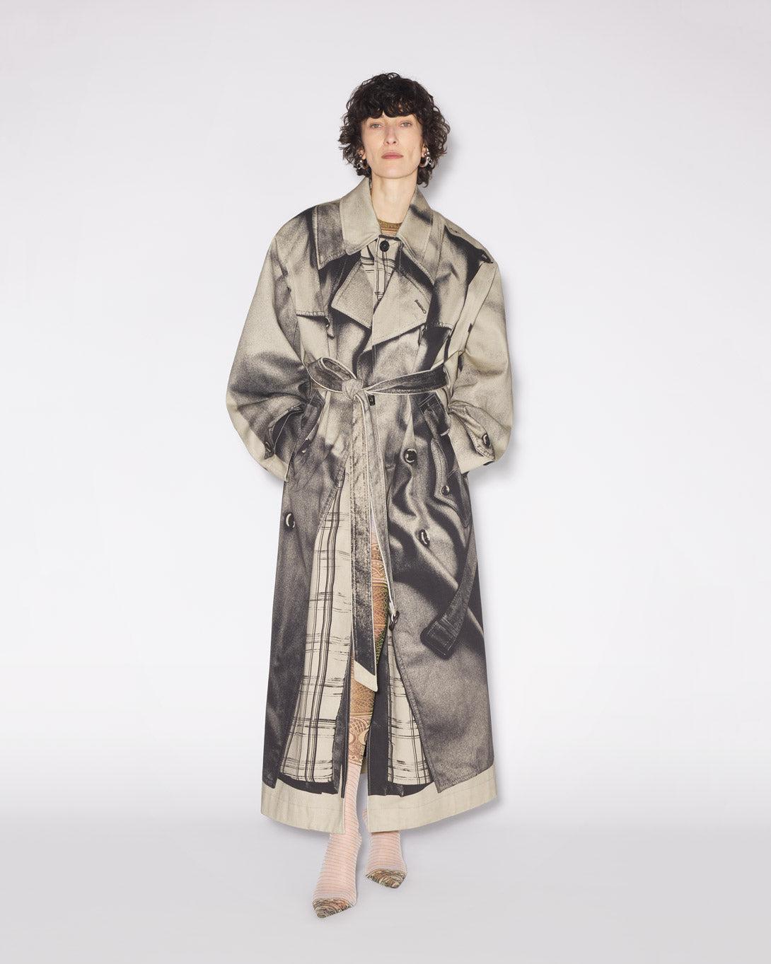 Oversized Trench Printed "Trench Trompe L'Œil" - Coats & Jackets - Jean Paul Gaultier - Elevastor