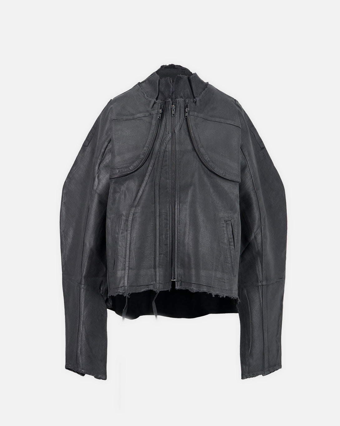 Veste en denim vernissé zippée