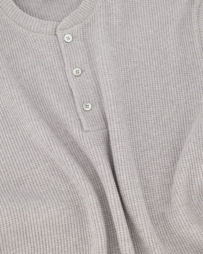 Waffle Henry Neck Long Sleeve T-Shirt - COOR - Elevastor