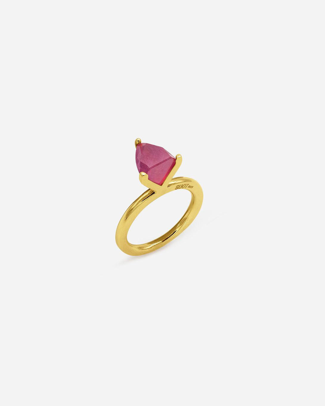 Treated Ruby & Silver Vermeil half Cut Marquise Ring - Jewelry - Suot - Elevastor