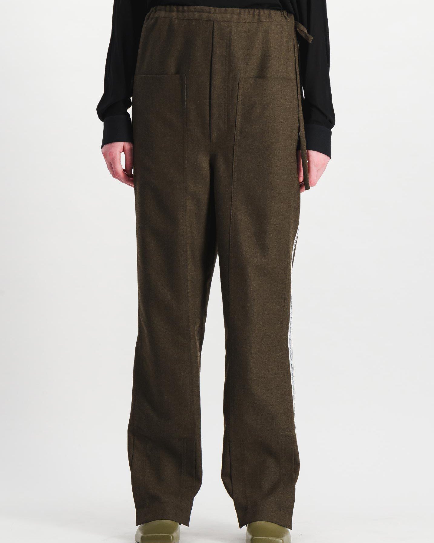 Khaki Side Cut Wool Trousers - Pants - Situationist - Elevastor