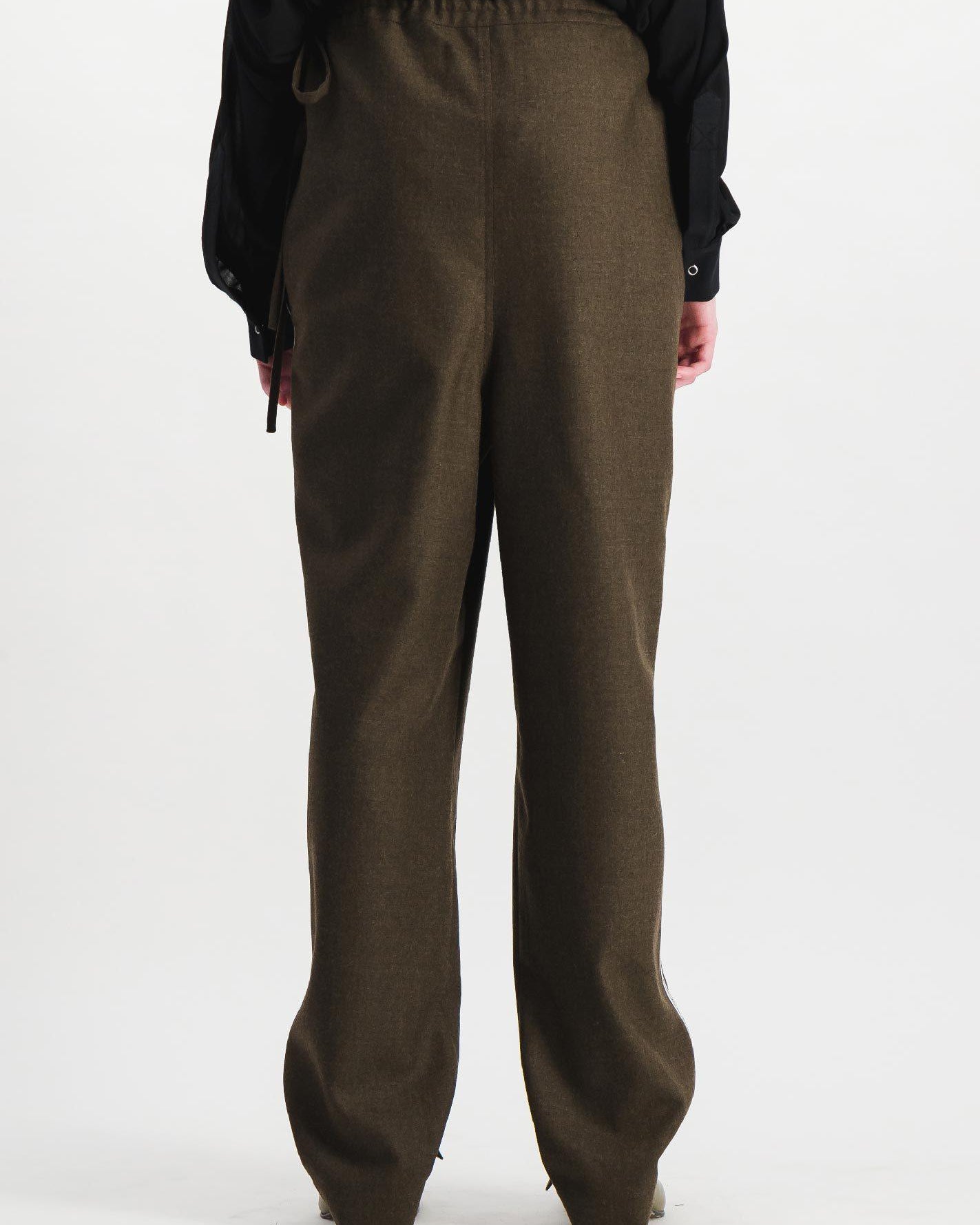 Khaki Side Cut Wool Trousers - Pants - Situationist - Elevastor